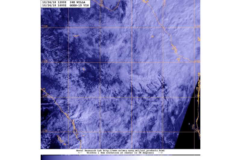 Satellite imagery shows Willa dissipated over Mexico
