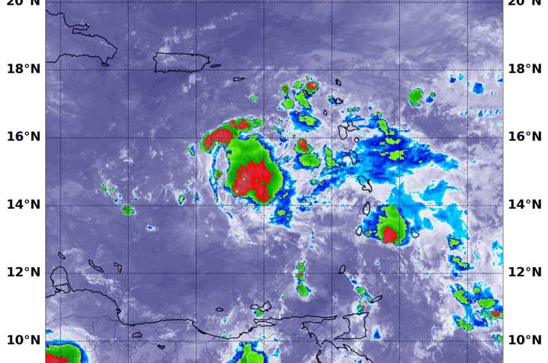 NASA-NOAA satellite finds winds tearing Tropical Depression Isaac apart
