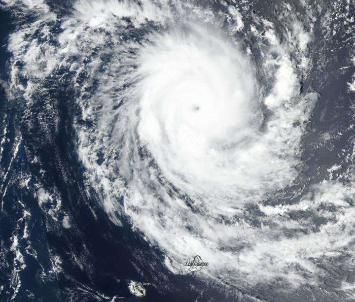 Satellite sees Tropical Cyclone Cilida north of Mauritius