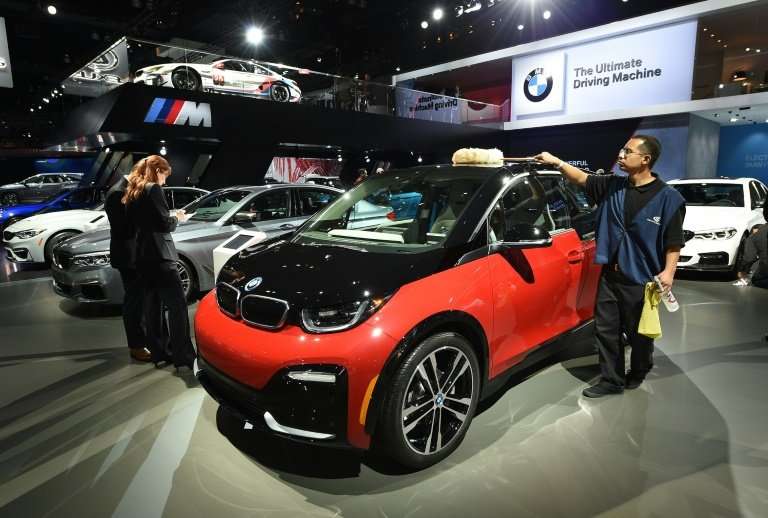 A 2018 BMW i3s electric car at the auto trade show AutoMobility LA in November 2017