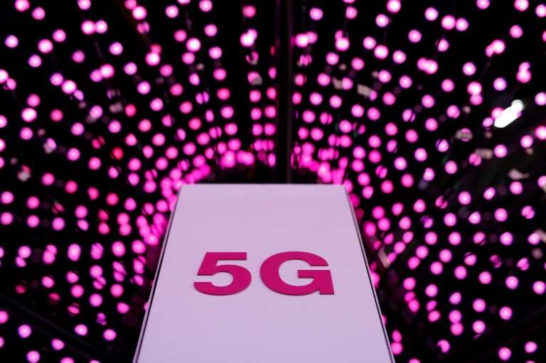 A 5G antenna at the Deutsche Telekom stand at the Mobile World Congress in Barcelona