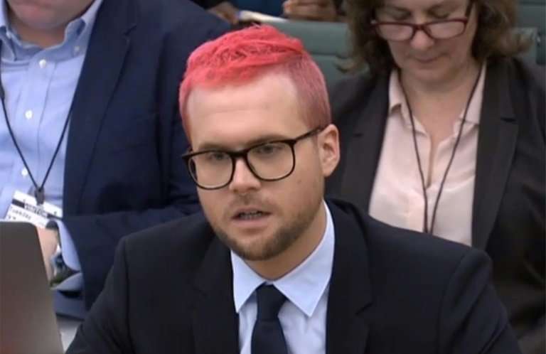 ACanadian data analytics expert Christopher Wylie appearing as a witness before the British parliamentary committee