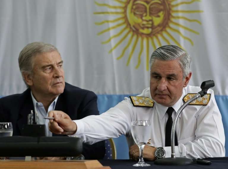 Admiral Jose Villan (R), the Argentinian navy's new head, explained that the particular relief of the seabed had complicated its