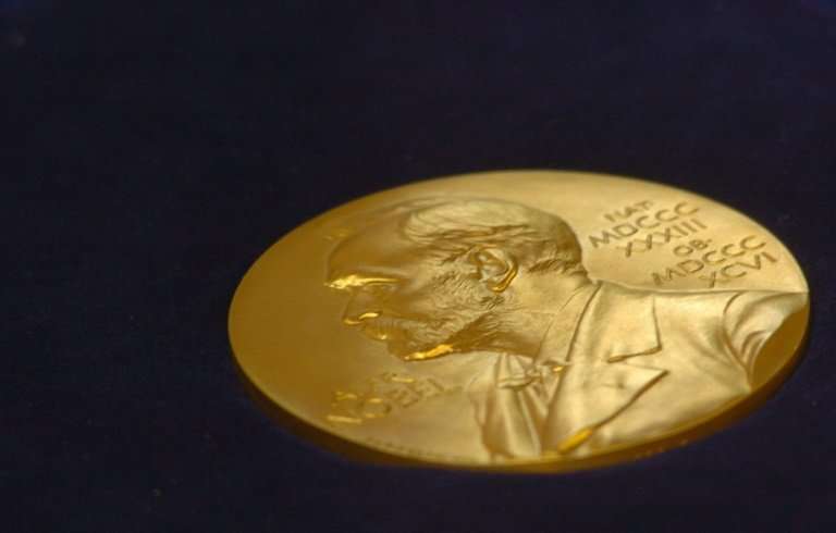 A gold replica of the Nobel medal