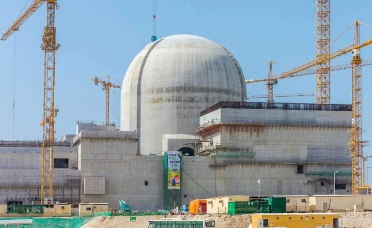 A handout photo released by the ENEC on June 1, 2017 shows part of the Barakah nuclear power plant under construction near al-Ha