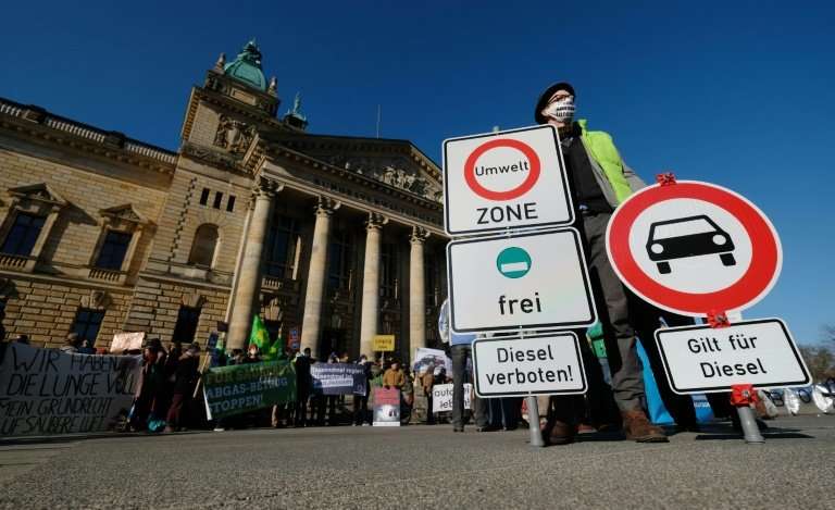 An environmental activist demonstrated last week in front of the Federal Administrative Court in Leipzig, eastern Germany, where