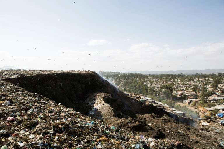 A photo taken March 12, 2017 shows a view of the main landfill of Addis Ababa on the outskirts of the city, where Ethiopia has b