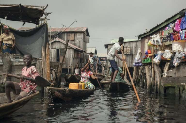 Around a quarter of a million people live in Makoko—it is believed to be the biggest floating community in the world