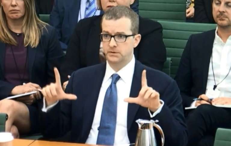 A still image the UK's Parliamentary Recording Unit shows Facebook's chief technology officer Mike Schroepfer being grilled by M