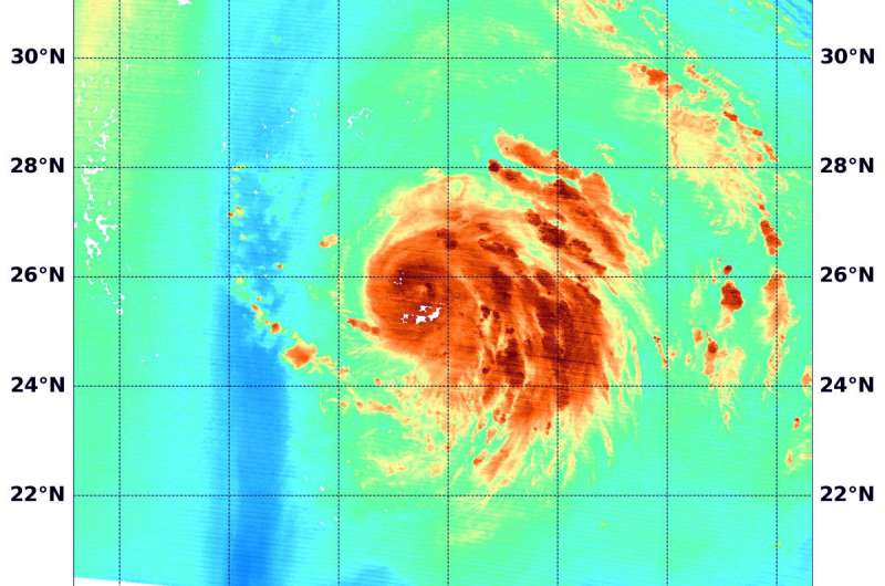 Atlantic's Hurricane Oscar's water vapor measured by NASA's Terra Satellite