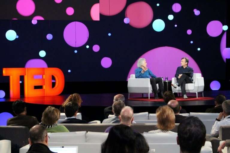 Author and cognitive science professor Steven Pinker (L), speaking with TED Conference curator Chris Anderson, told the big-idea