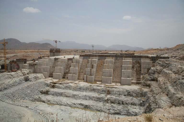 File picture from March 2015 of Ethiopia's Grand Renaissance Dam. The project has stirred fears in parched Egypt that it could c