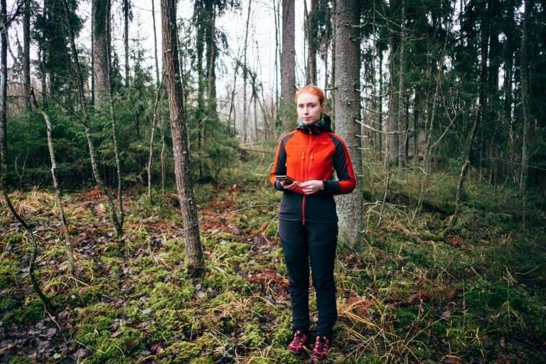 Finnish conservation expert Inna Salminen relies on her phone for her work in the forests