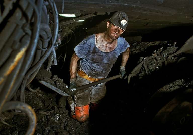 German miner Andreas Stieglan working in the Prosper-Haniel mine