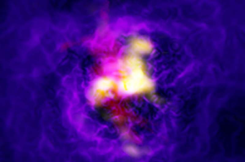 Giant Black Hole Powers Cosmic Fountain