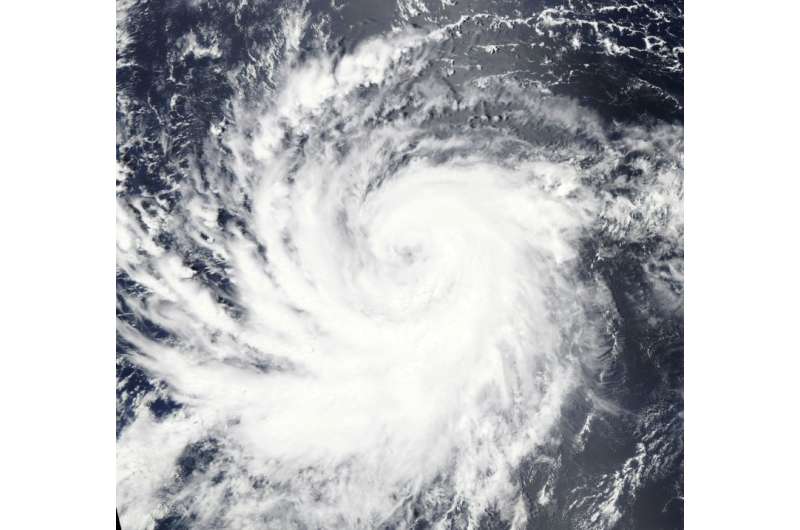 Hurricane Lane, a major storm approaching Hawaii, is shown here in a NASA photograph taken on August 16, 2018