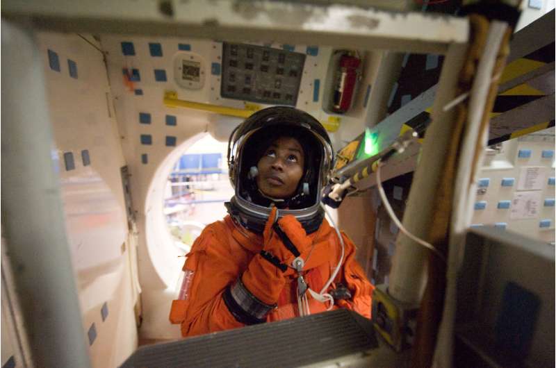 Image: NASA astronaut Stephanie Wilson preparing for space
