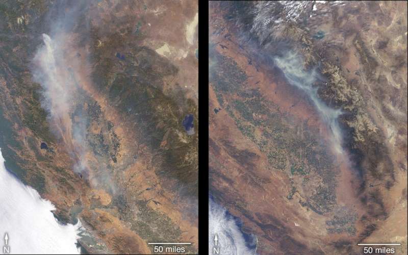 Image: Satellite views fires raging in California