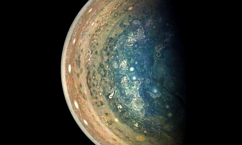 Jupiter's swirling south pole
