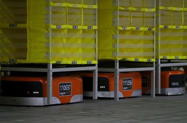 Known for its logistical prowess, Amazon uses robotics technology and vision systems at a fulfillment center in Sacramento, Cali