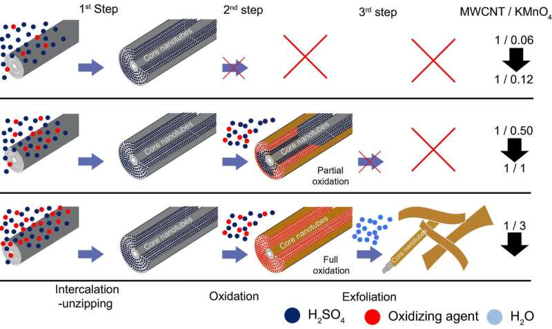 Laboratory of Advanced Carbon Nanomaterials works on oxidative unzipping of multiwall carbon nanotubes to graphene nanoribbons