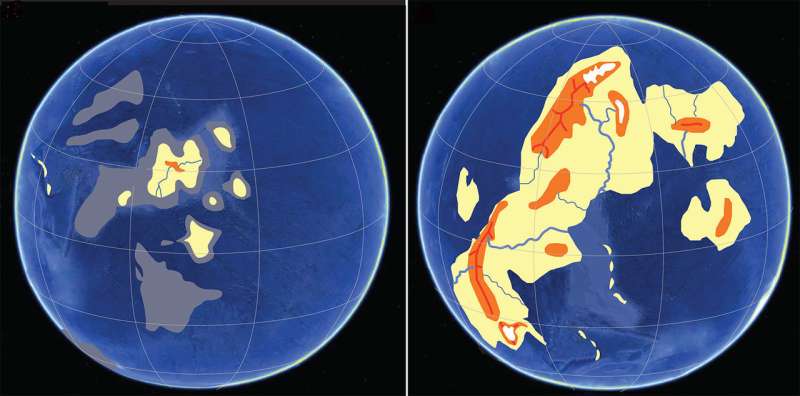 Land rising above the sea 2.4 billion years ago changed planet Earth
