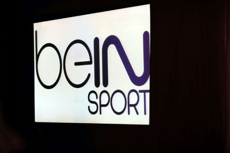 Logo of Qatar's broadcaster beIN Sport is pictured on a screen during a press conference in Paris
