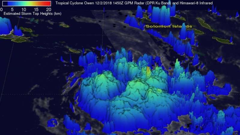 NASA catches newborn Tropical Cyclone Owen's rainfall, observed by GPM satellite
