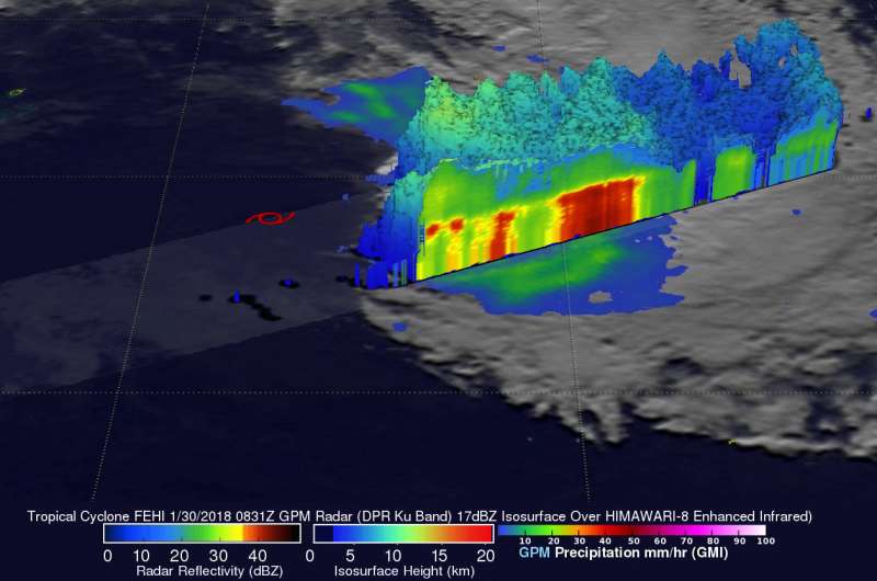 NASA finds Extra-Tropical Cyclone Fehi sheared