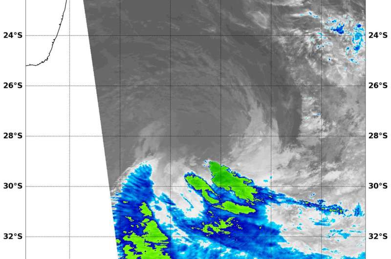NASA finds Tropical Cyclone Eliakim's clouds warming