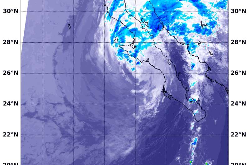 NASA sees Sergio's rains sweep into the US Southwest