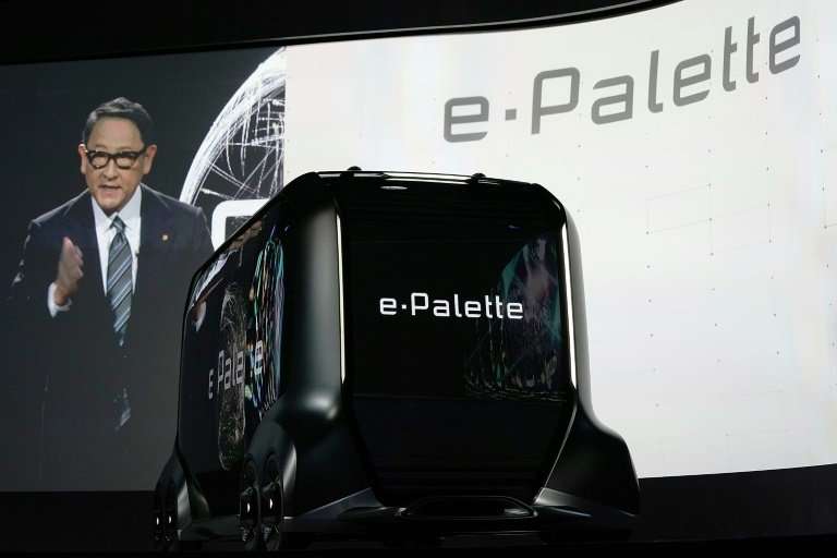 President of Toyota Motor Corporation Akio Toyoda introduces the e-Palette Concept Vehicle, a fully autonomous vehicle for rides