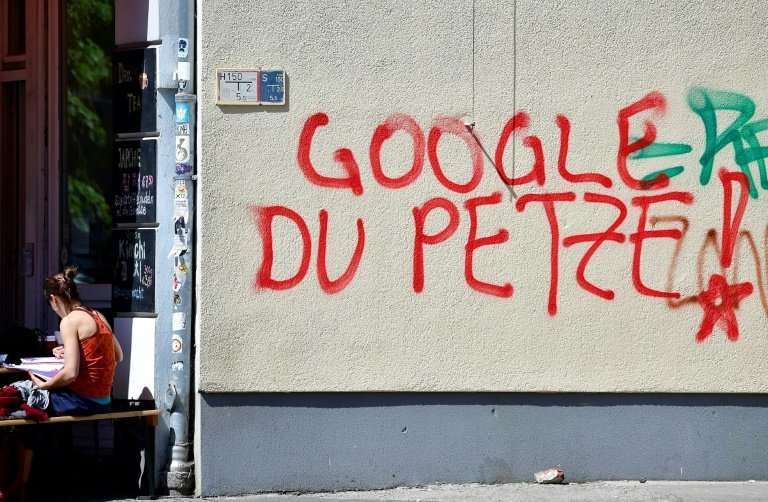 &quot;Google, you snitch!&quot; reads this graffiti, which appears to accuse the tech giant of passing on information to securit