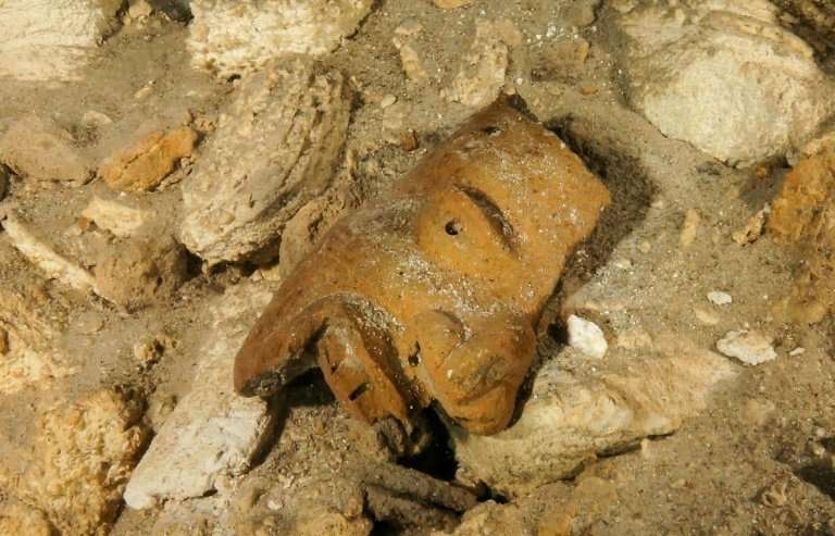 Remains of a mask in the Sac Actun underwater cave in Mexico's Quintana Roo state, from an image published by the National Insti