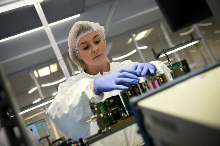 Satellite manufacturing technician Debbie Wardhaugh works at the offices of US satellite firm Spire Global in Glasgow