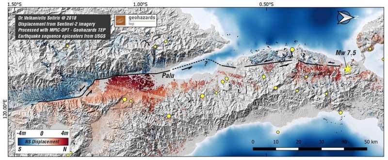 Sentinel-2 maps Indonesia earthquake