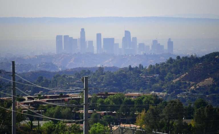 Smog hangs over Los Angeles, which a study found was the US city with the worst ozone pollution