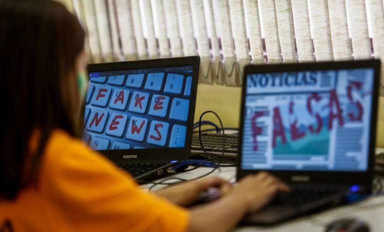 Students attend a lesson on &quot;Fake News: access, security and veracity of information&quot; in Sao Paulo, Brazil