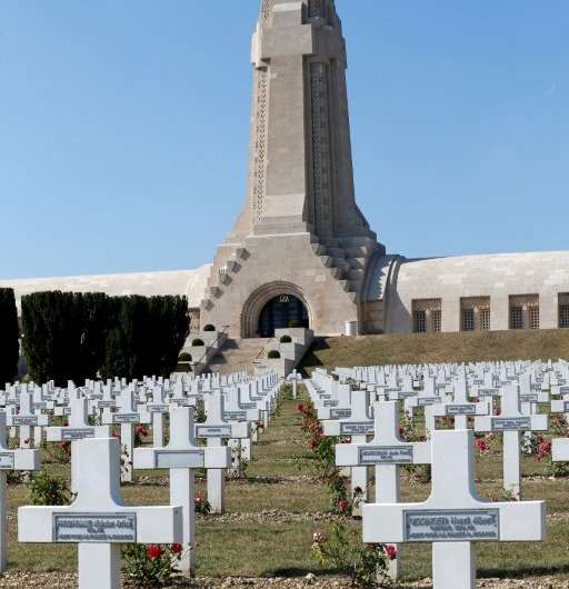 The Douaumont memorial contains the remains of soldiers who died in the Battle of Verdun