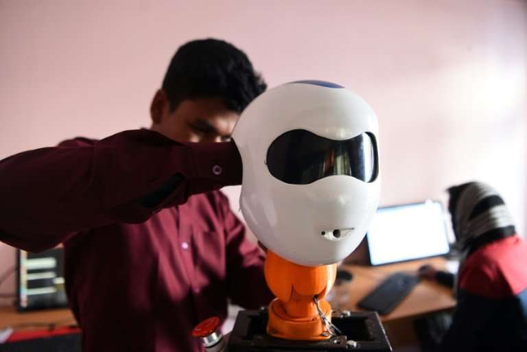 The team of 25 young engineers worked for months to build the robot, welding and moulding the prototype by hand in their tiny th