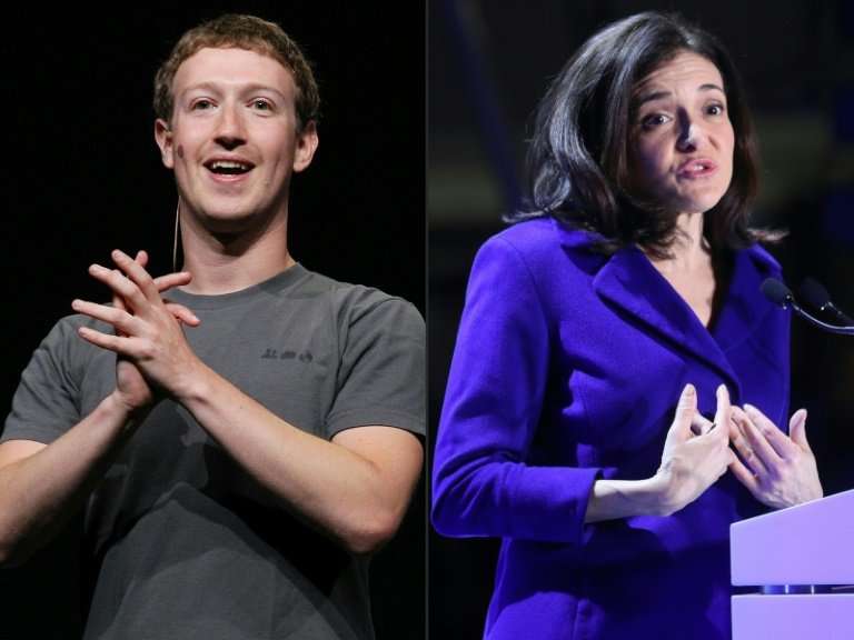 This combination of file pictures created on March 30, 2018 shows(L)Facebook CEO Mark Zuckerberg delivering a keynote address du