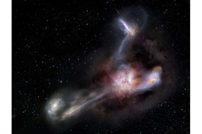 Trans-galactic streamers feeding most luminous galaxy in the universe
