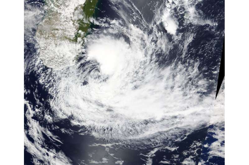 Tropical Cyclone Ava moving away from Madagascar
