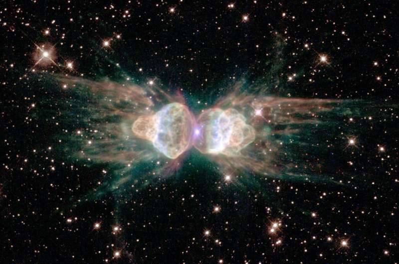 Unusual laser emission in the Ant Nebula suggests hidden double star system