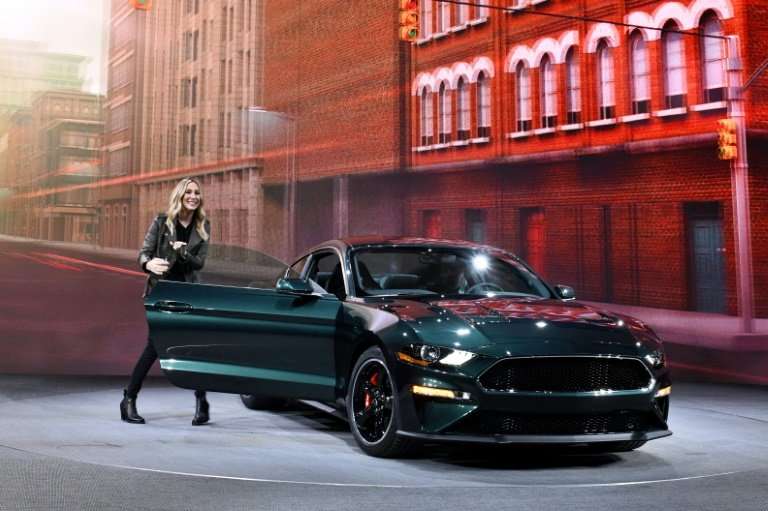 US actress Molly McQueen presents the 2019 Ford Mustang Bullitt, inspired by the car driven by her grandfather Steve McQueen in 