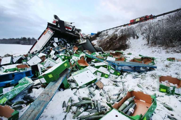 Violent gales struck several European countries on Thursday, including Germany, where trucks were overturned due to wind gusts