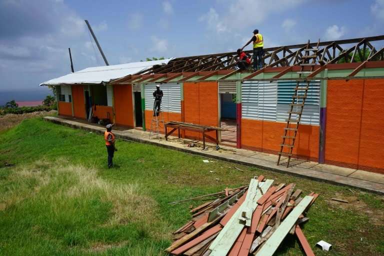 Work is underway to repair a roof to help this Dominican school reopen in September 2018 in Atkinson, Dominica
