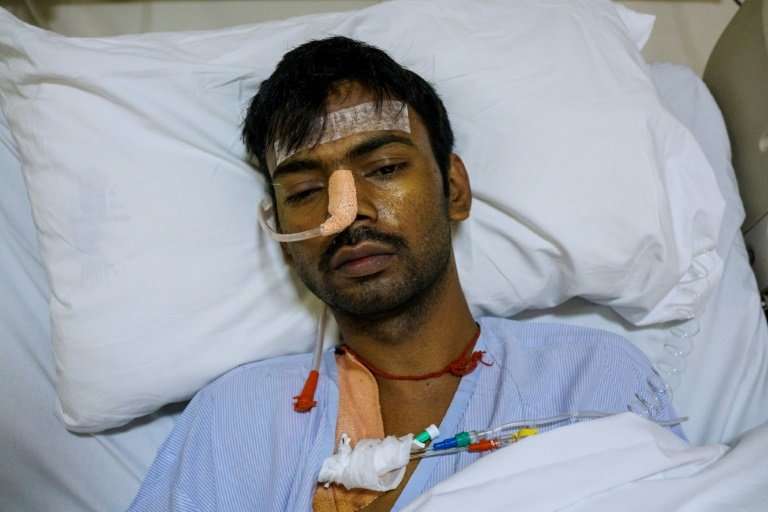 Yogesh Kumar, 29, wheezes after life-saving surgery to remove a diseased lung