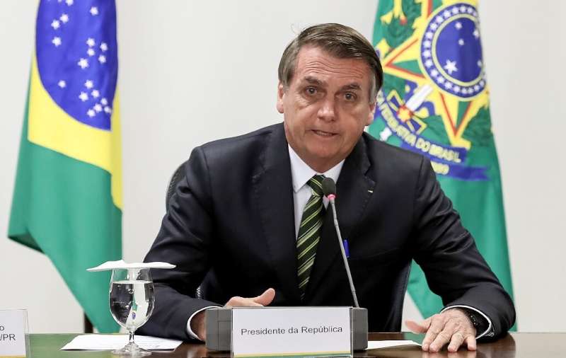 Handout picture released by the Brazilian Presidency showing Brazilian President Jair Bolsonaro during a meeting with governors 