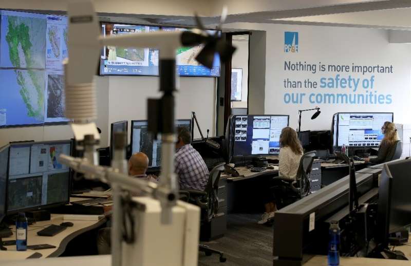 In this photo taken on August 5, 2019 a view of the Pacific Gas and Electric (PG&amp;E) Wildfire Safety Operations Center is see